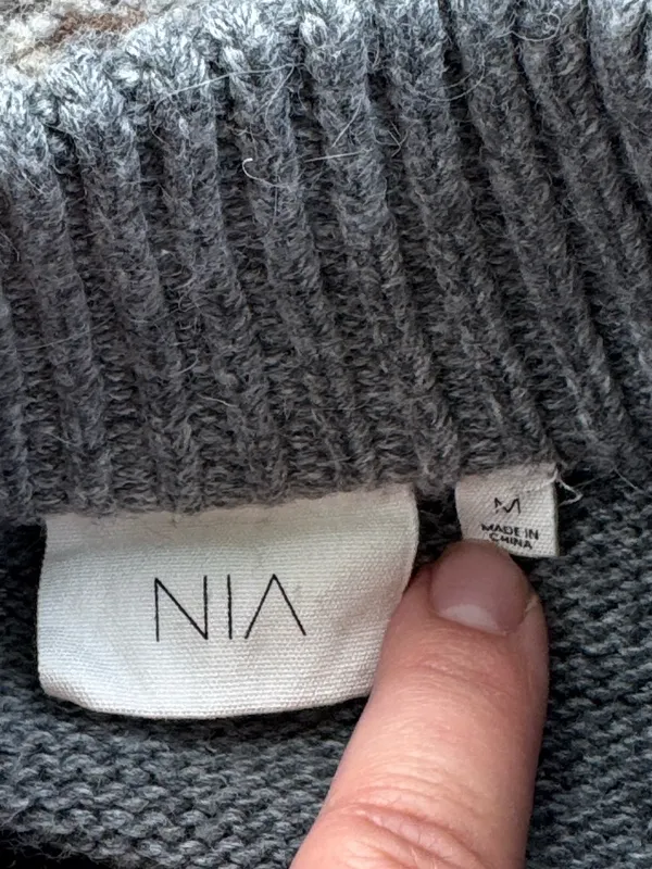 NIA YVONNE SWEATER Mock Neck Cropped Heather Gray Medium - Image 5