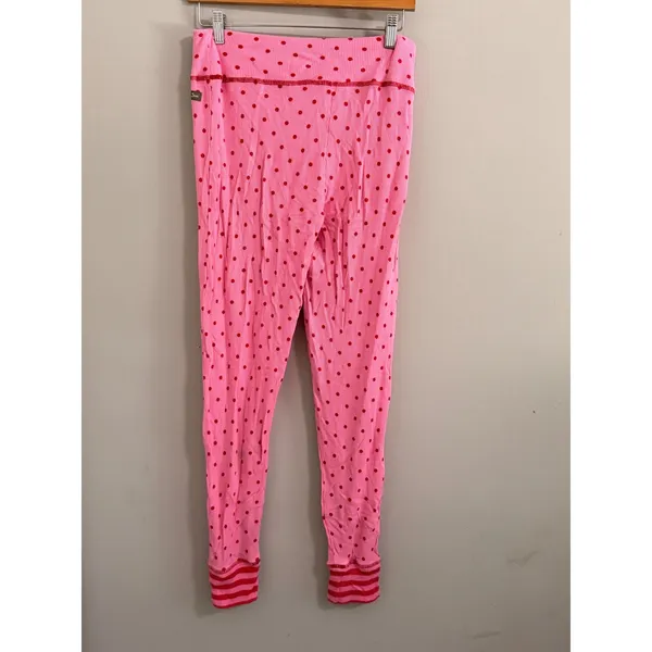 Matilda Jane Pajama Leggings‎ Womens XL Pink Red Polka Dot Thermal Waffle Knit - Image 5