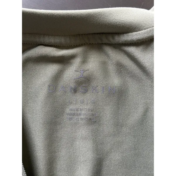 Danskin Active‎ Tank Top Olive Green Sleeveless Zip Up Athletic Large - Image 5