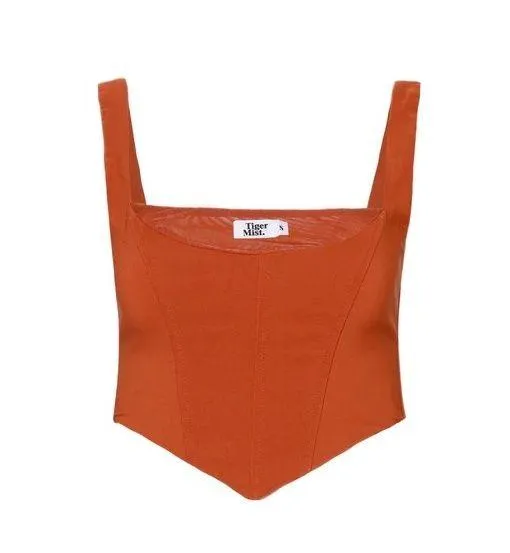 Tiger Mist Red Rust Geneva Corset Crop Top - Image 9