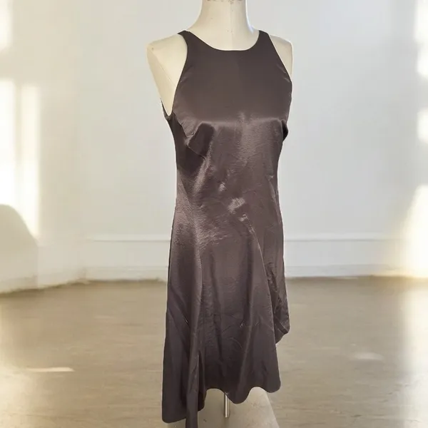 Banana Republic Flowy Midi Slip Dress Gray Satin Fairycore Feminine Women's 6 - Image 2