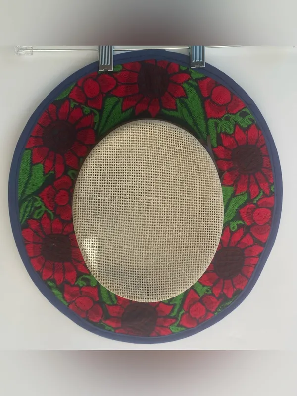 Colorful bold floral embroidered Mexican summer sun hat boho Southwest one size - Image 7