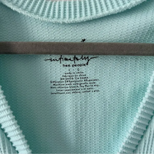 Free People Intimately Mint Sleeveless Ribbed V Neck Fitted Stretchy Top NWT L - Image 3