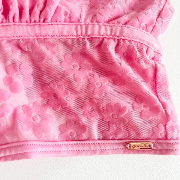 PINK Victorias Secret Womens Coquette Flocked Floral Mesh V-Notch Bralette M‎ - Image 3
