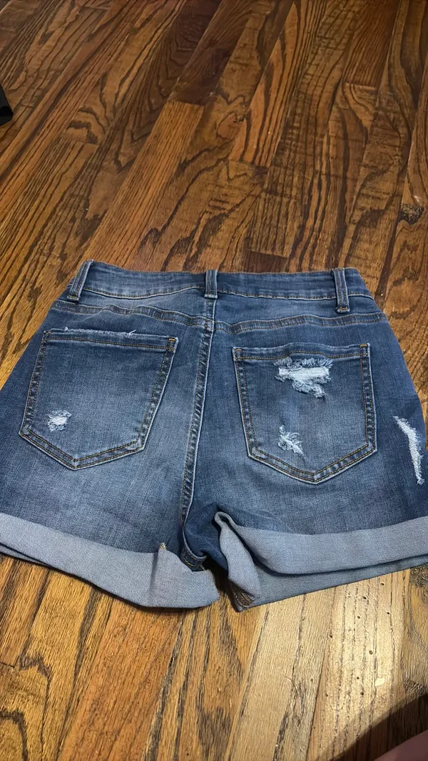 Wax Jean Shorts Distressed Denim - Image 3