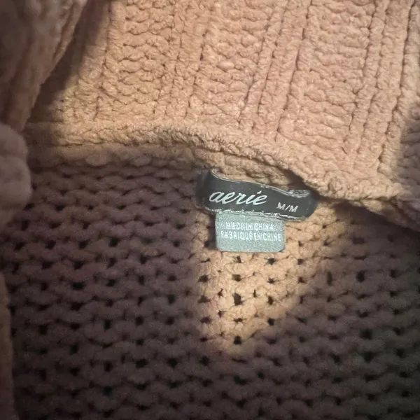 Aerie Cozy Knit Turtleneck Sweater‎ Dusty Rose Oversized Soft M - Image 2