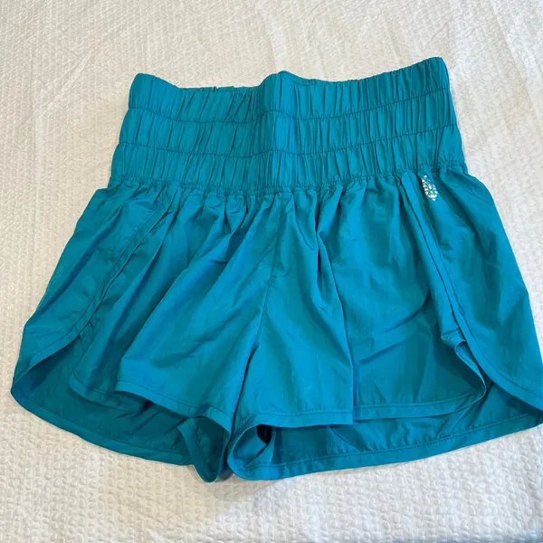Free people movement metallic teal high rise shorts S women - Image 2