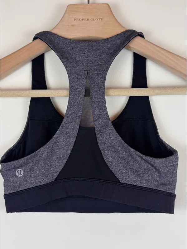Lululemon Invigorate Bra Heathered Black Black Mesh Racerback Size 4 - Image 6