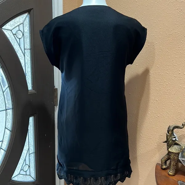 Madewell black eyelet short sleeve dress - Image 6