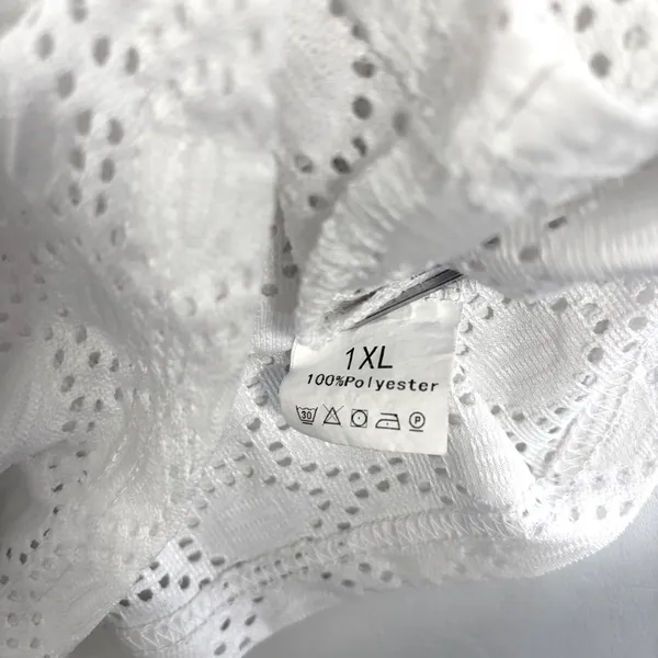 White Eyelet Lace 2 Piece Button Down Shirt & Shorts 1XL Swim Cover‎ Up Set - Image 5