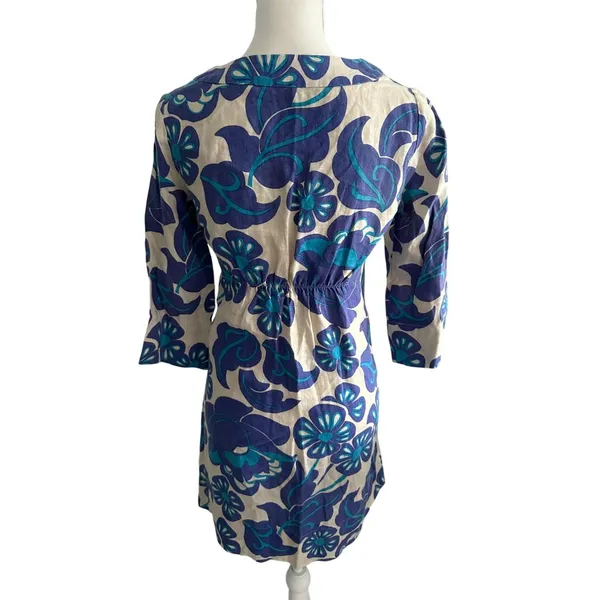 BODEN Womens Blue White Floral Tunic Dress Size US 2 - Image 5