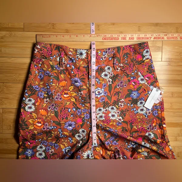 Anthropologie Maeve Floral Flower Power Wide Leg High Waist Crop Pants|Size:14 - Image 4