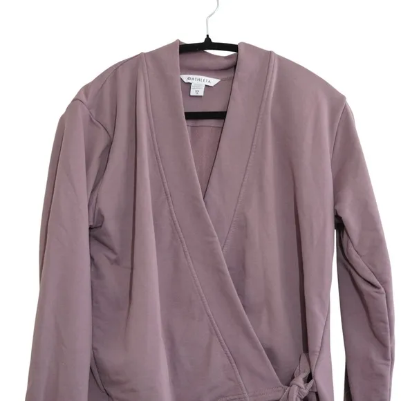 Athleta XS Purple Mindset‎ Wrap Sweatshirt Fleece Side Tie Pilates Balletcore - Image 2