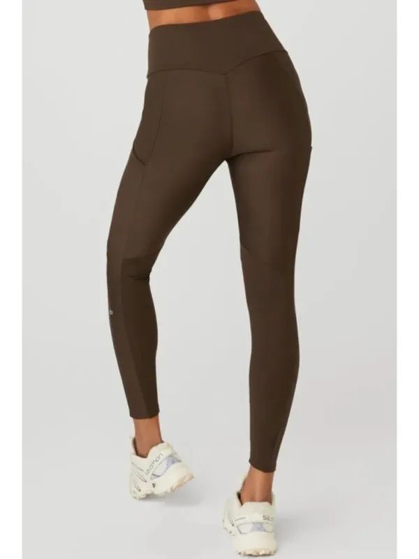 Alo Ribbed Airlift High-Waist 7/8 Enchanted Leggings Espresso Hi-Rise Waisted S - Image 2