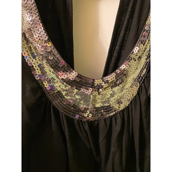 Black Sequin u neck top Size L Y2K Size L - Image 2