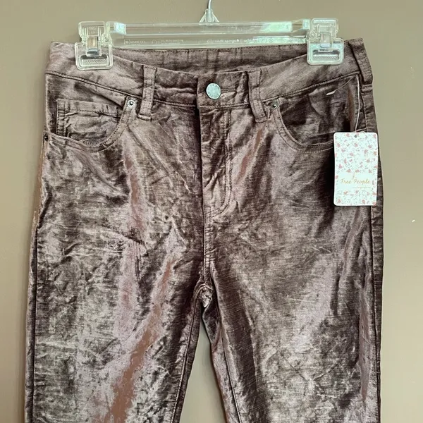 NWT Free‎ People Velvet Crop Pants Taupe Size 26 - Image 6