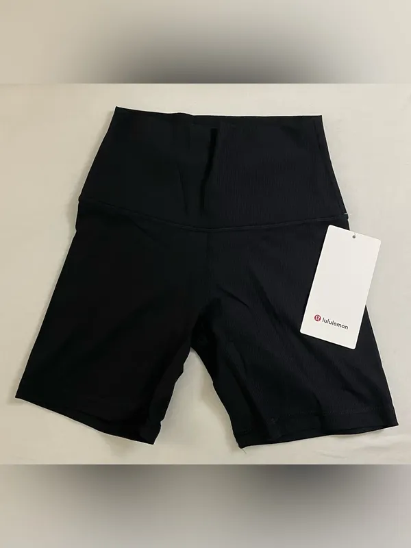 Lululemon NWT Align High-Waist Black Ribbed Bike 6” Shorts Size 4 - Image 8