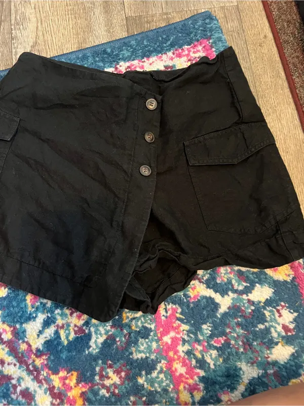 Mango linen blend black mini skort - Image 4