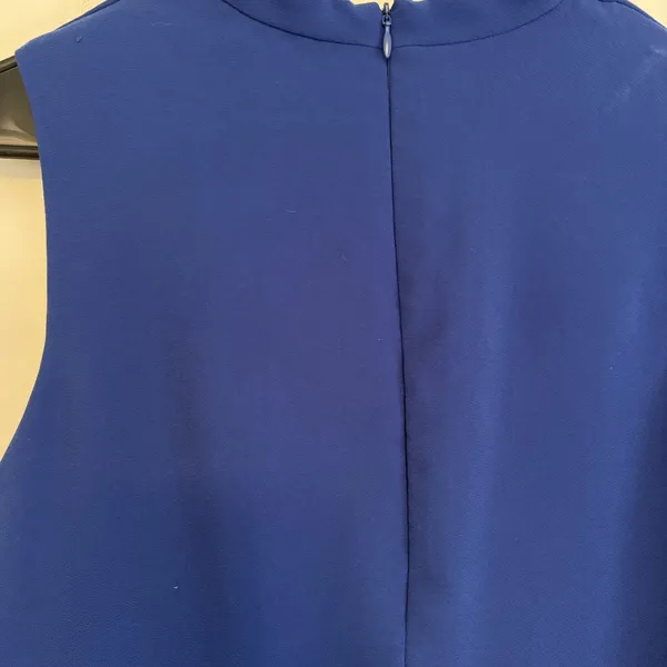 Trina Turk Lenaya Blouson Draped Sleeveless Dress Asymmetrical Royal Blue‎ Sz 6 - Image 4