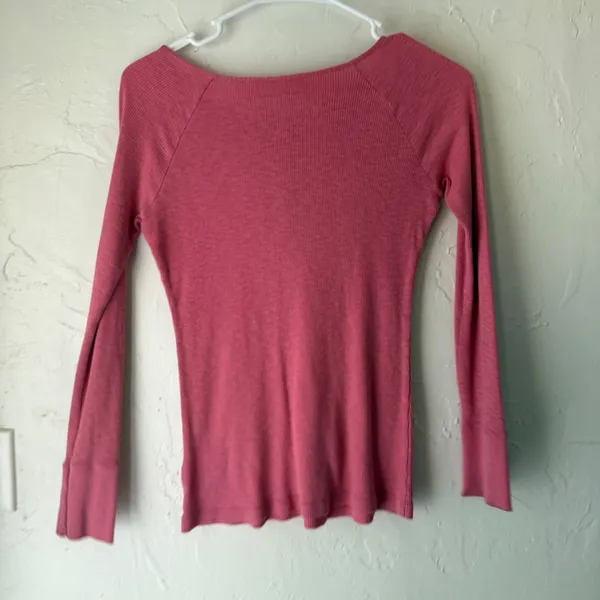 Mossino Supply‎ Co Y2k Pink Thermal Henley Lace Long Slv Shirt Large Bella Swan - Image 6