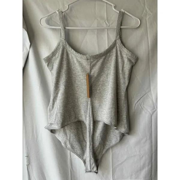 Skims Cotton Jersey Scoop Neck Bodysuit in Light Heather Grey Womens Size 2X - Image 2