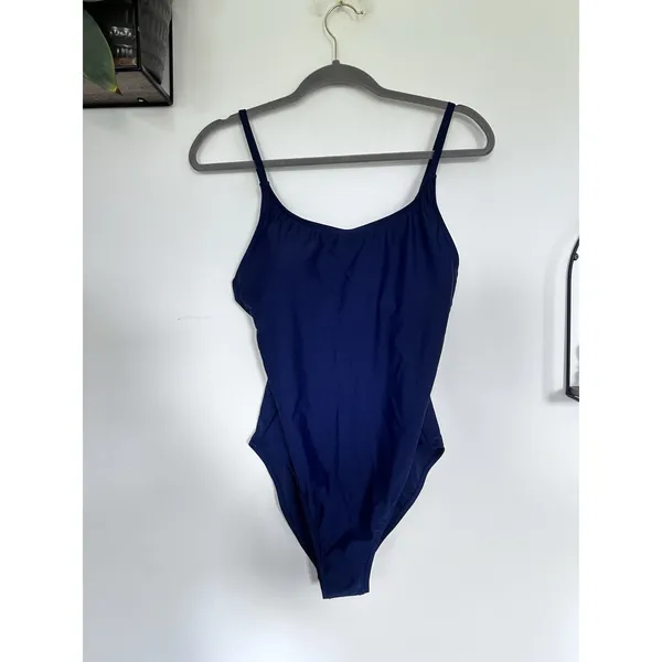 New Quince Blue Italian Cami One Piece Swimsuit Size Large - Image 3