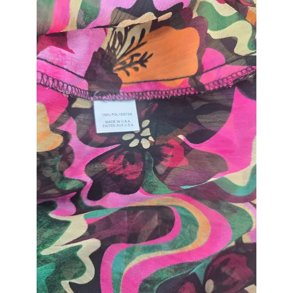 MISA Los Angeles Mini Dress Womens Large Multicolor‎ Floral Smocked Ruffle Boho - Image 4