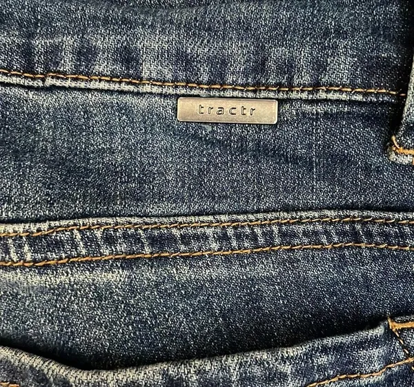 tractr Dark Wash Blue Wide Leg Women's Stretchy Jeans Size 4/27 - Image 4