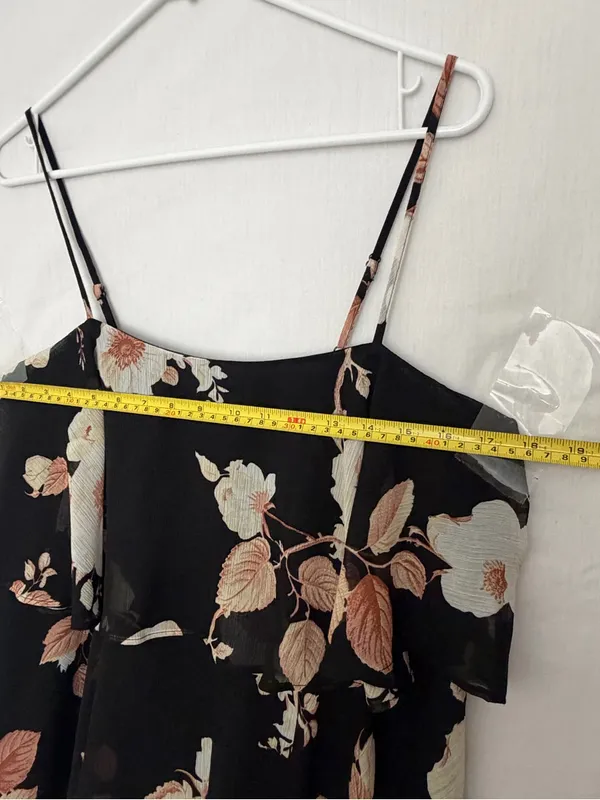 A New Day M Floral Tiered Cami Dress Black Cream Spaghetti Strap NWT(A922) - Image 4