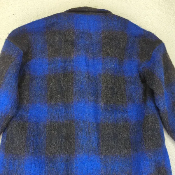 Armani Exchange AX Coat Women's XS Oversized Blue‎ Black Plaid Wool Blend Jacket - Image 5