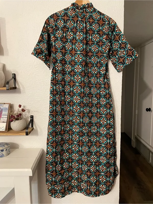 NWOT Entro Geo Melody Tile-Print V-Neck Maxi Dress Small - Image 3