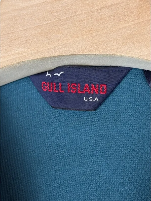 Gull Island Vintage Blue Corduroy Belted Shirt Dress Size 8 Puff Sleeve Midi - Image 4