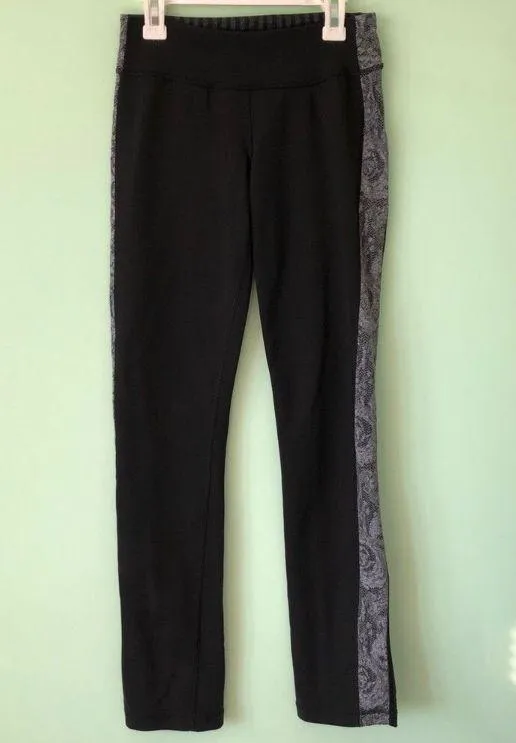 Lululemon Black & Gray Yoga Pants Full Length Leggings - Image 2