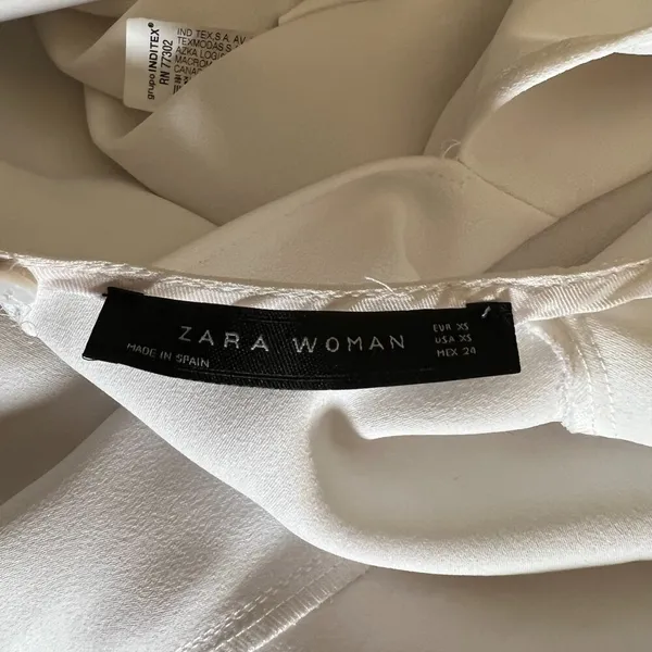 Zara Woman White Tie Waist Asymmetrical Lagenlook Blouse Women's Size XS - Image 5