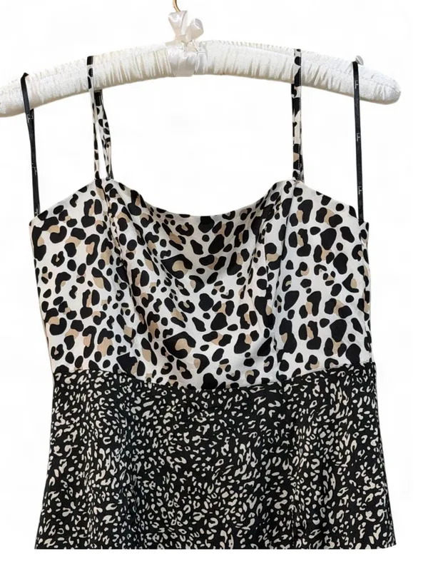 Lulus Women’s Being Bold Leopard Print Satin Midi Slip Dress Size Small - Image 8