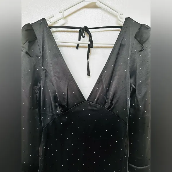 We Wore What Cowl Black Maxi Dress Polka Dot Size 4 NWT Gown - Image 7