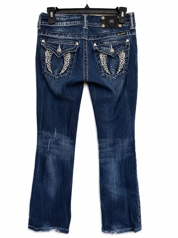 Miss Me Bootcut Jeans Size 27 Embellished Flap Pocket Y2K Denim - Image 2