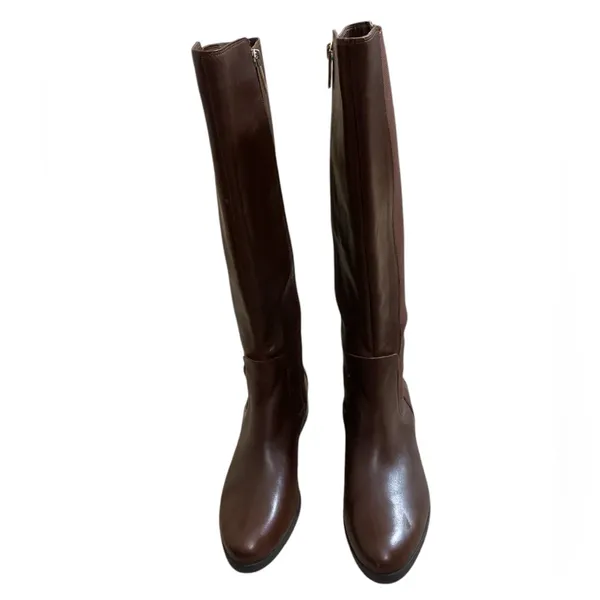 Elegant Brown Knee-High Women's Riding Boots preppy equestrian - Image 2