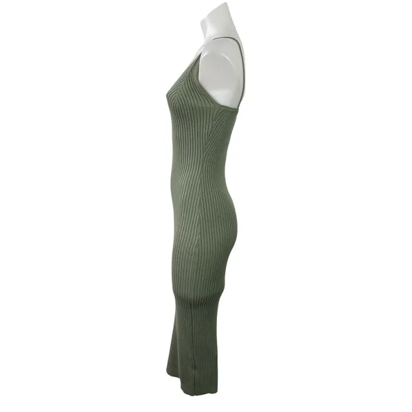 Princess Polly Olive Green Sleeveless Ribbed Knit Camisole Midi Bodycon Dress S - Image 2
