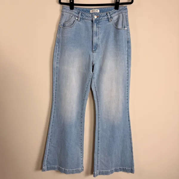 Rollas Eastcoast Flare Jeans Light Blue High Rise Flare Leg Denim Pants Size 31 - Image 3