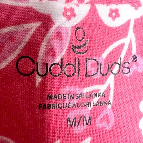 Cuddl Duds Pink Tropical Floral Pajama Top Size Medium Cotton Modal Button Front - Image 8