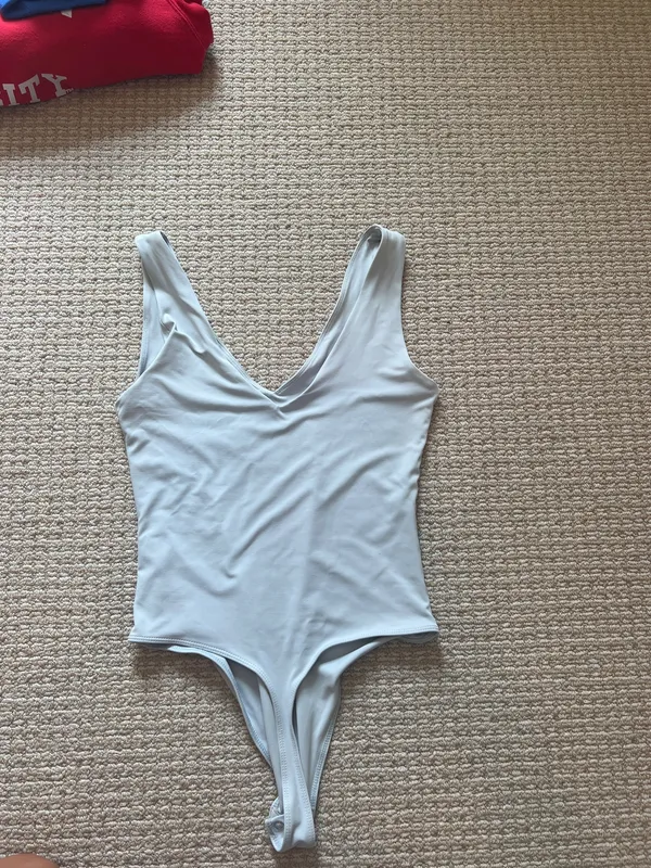 Second Skin v-Neck Blue Bodysuit   - Image 2