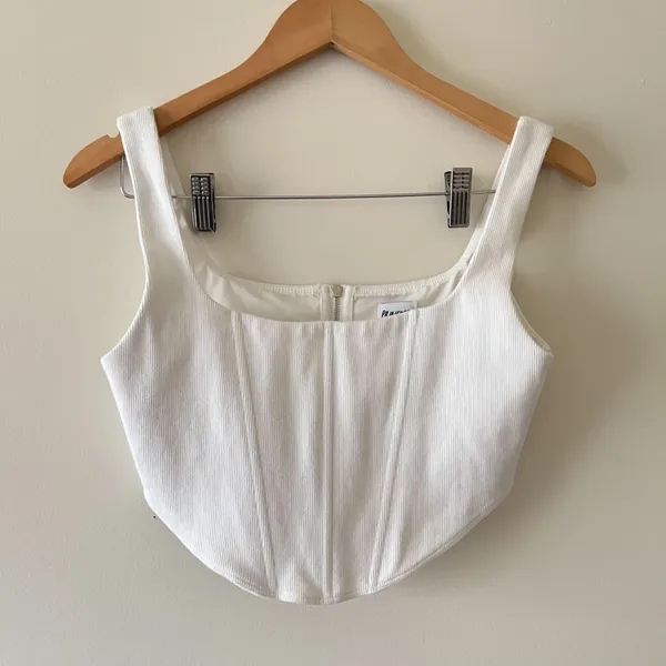 Princess Polly White Kaeshia Bustier Crop Tank Top Size 10 - Image 2
