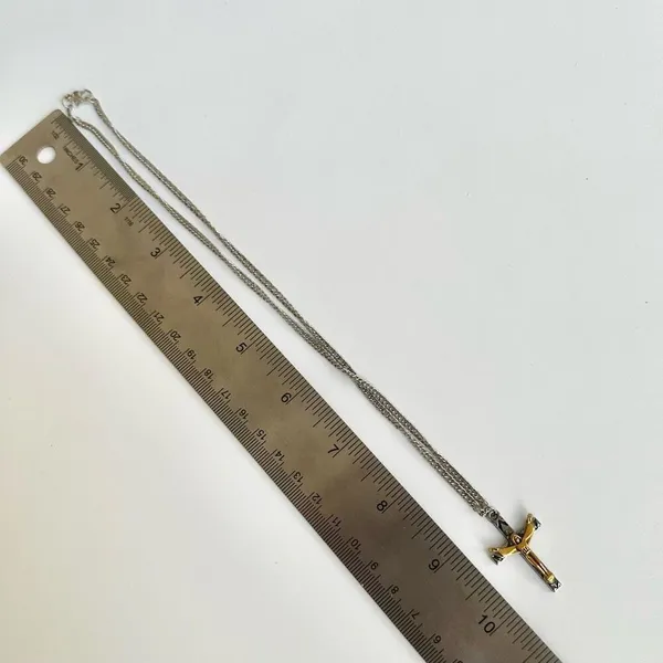 Silver gold tone cross pendant necklace - Image 5