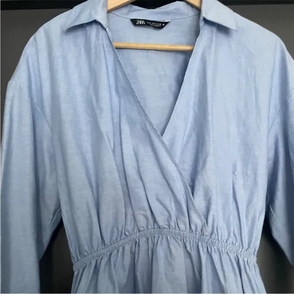 Zara oversized collared shirt dress v neck cotton Size XS - Image 8