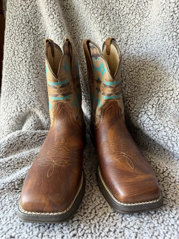 Ariat Anthem Savanna Shortie Western Boots Aztec Turquoise Brown Women's 10B - Image 3