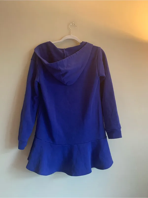 Free People Rafferty Hooded Mini Dress Royal Blue Women Medium 100% Cotton - Image 4
