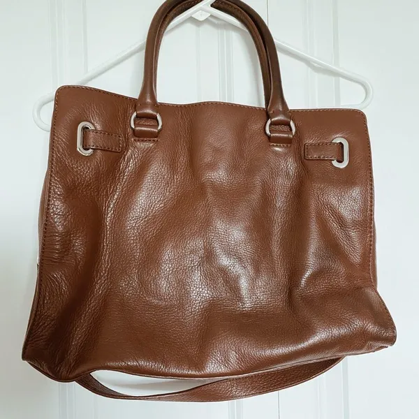 Michael Kors Brown Soft Leather Satchel Purse Medium Size Silver Hardware - Image 2
