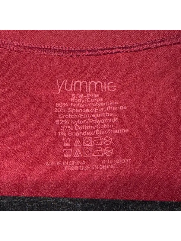 Yummie S/M Burgundy Textured V-Neck Bodysuit - Image 4