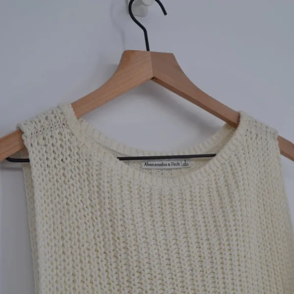 Abercrombie & Fitch Bare Shaker Sweater Tank Cream S Chunky Knit Sleeveless Knit - Image 4